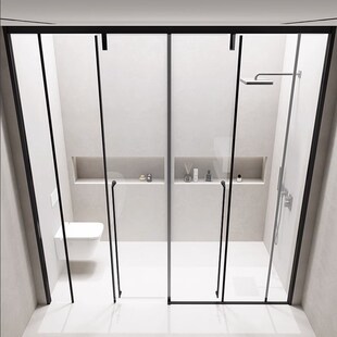 T型一门两用淋浴房移门推拉门浴间浴屏干湿分离定制卫Z生间整体淋