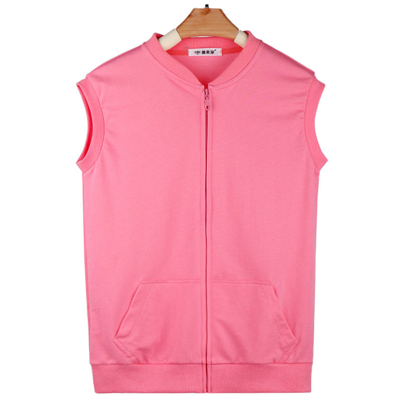 卫衣马甲女背心外套无袖卫衣马夹圆领拉链开衫外穿薄款坎肩春秋季