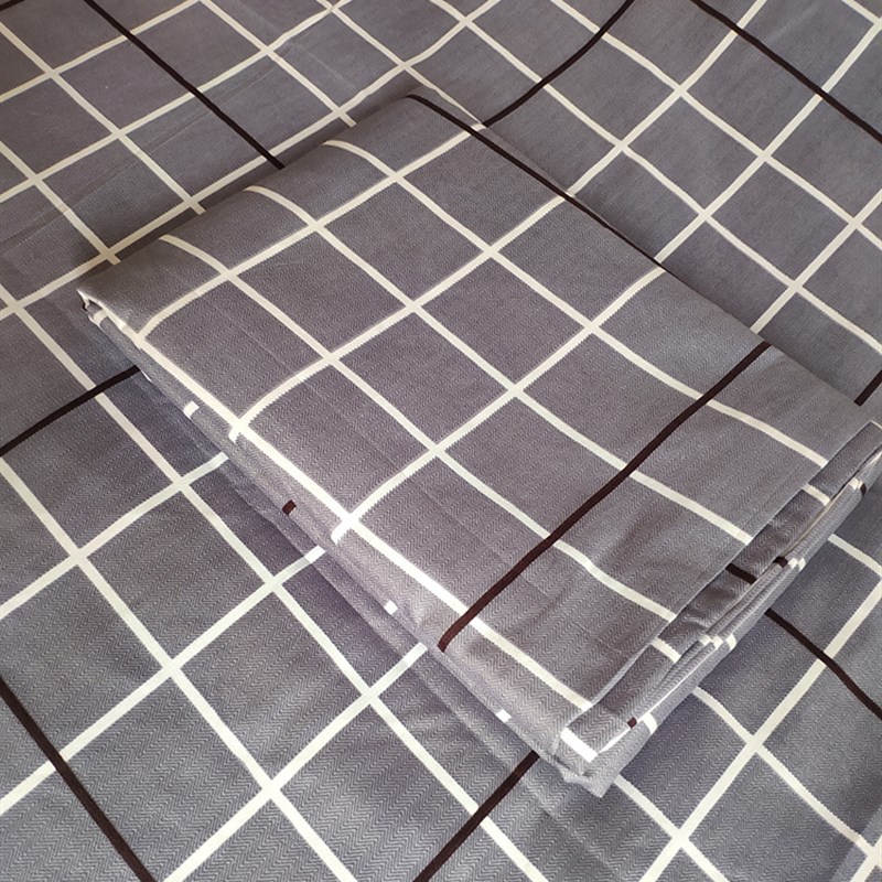 【加厚款】学生工厂宿舍三件套牀单被套枕皮条纹纯蓝色.军绿蓝白