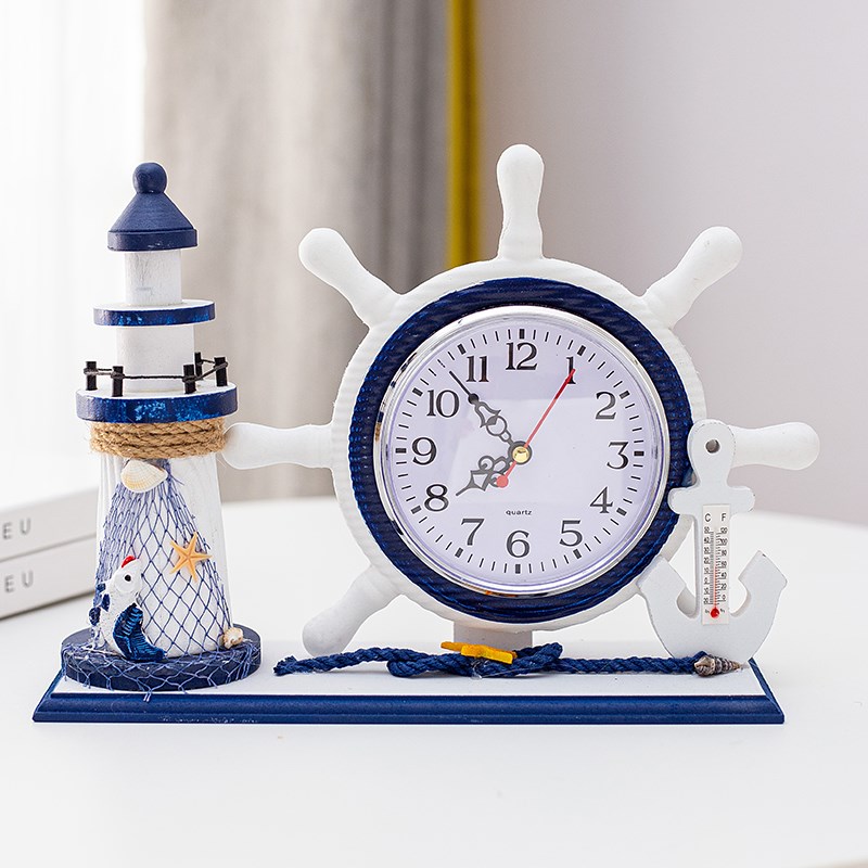 地中海钟表创意时钟摆台s摆放式桌面摆件客厅卧室静音家用台式座