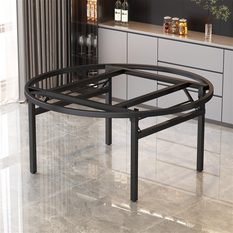 圆桌腿支架酒店饭店加厚加固x铁艺折叠餐桌脚架圆形桌面支撑腿架