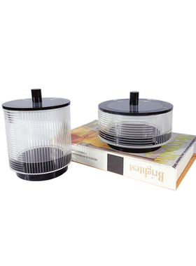 家居极简约水晶线条透r明首饰盒样板房卧室桌面收纳储物罐摆件