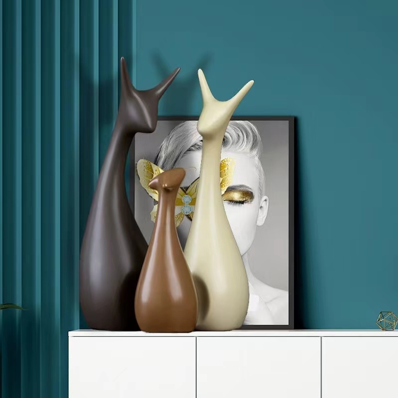 意式极简摆件陶瓷北欧n鹿摆件办公桌客厅家居电视柜酒柜装饰工艺