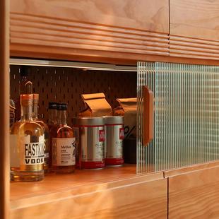 岛台餐岩桌体API日式 厨吧台一实木餐边柜储物柜伸房缩 板开放式