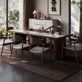 中式 实木岩板双拼桌轻奢办公新室家用茶台茶几茶泡DDT茶桌20椅25