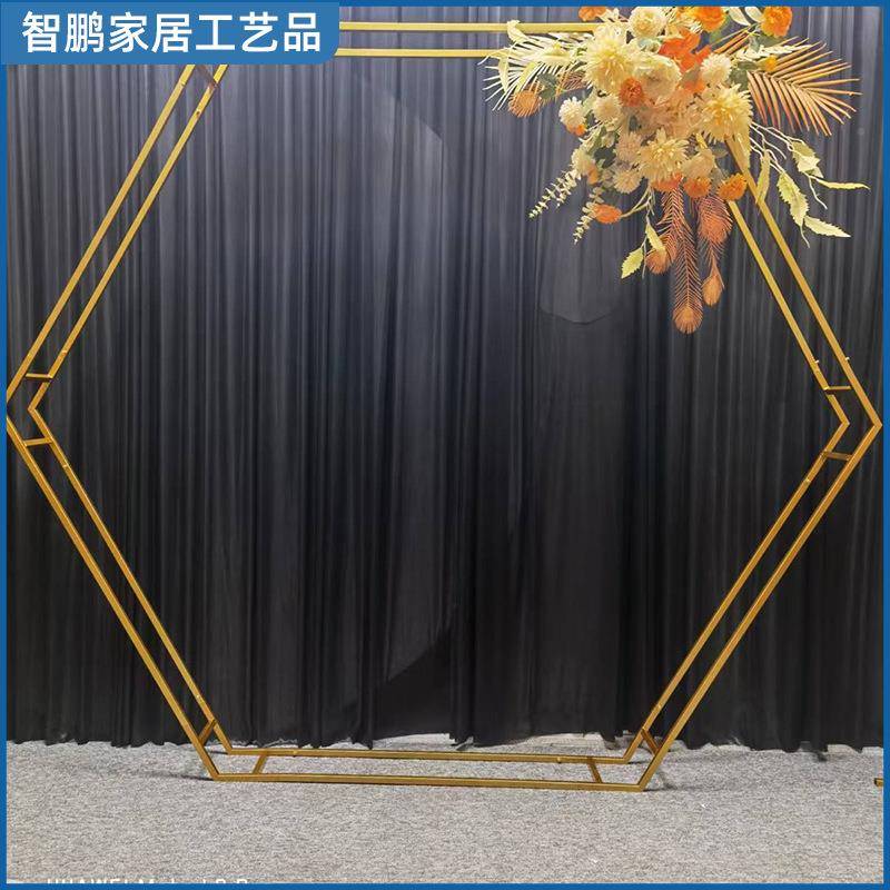 新款婚庆道具边背形拱门婚庆菱形子铁六艺拱门架舞台装WUV饰摆件