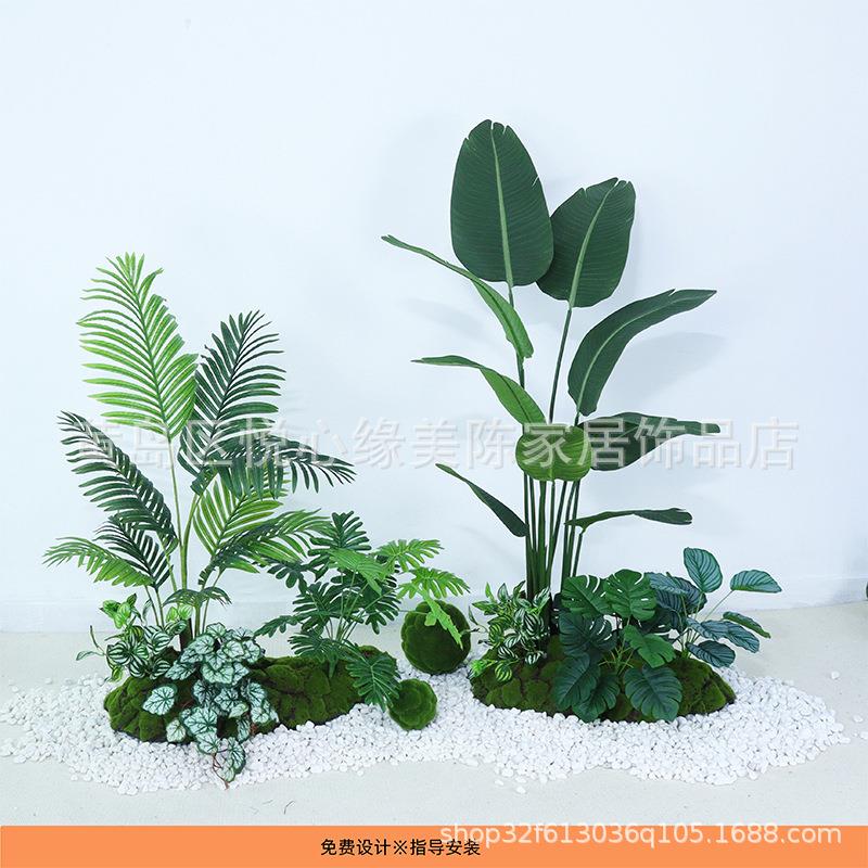 DJ000室内仿绿植合造商场橱窗楼梯转角景观景装饰摆组件盆景套真