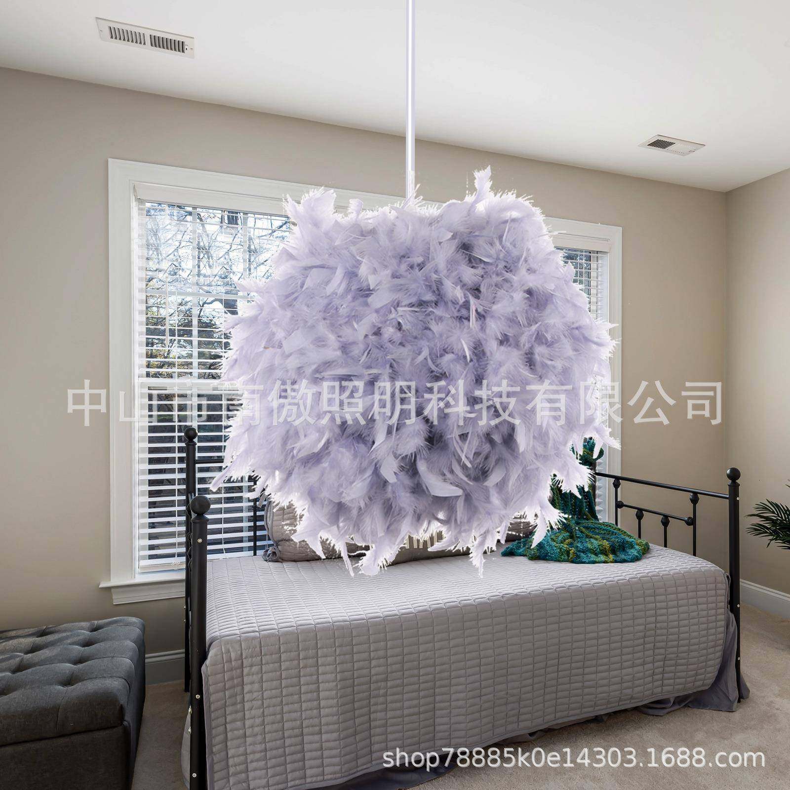 简约卧室装饰灯灯羽毛灯轻奢客间厅温馨浪漫女孩房羽毛192吊圆球,家装灯饰光源,智能吊灯,淘宝优惠券,粉丝福利购,淘宝优惠卷