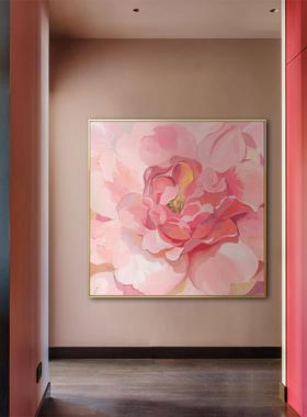 花晨月夕现代简饰约客装画卧室走廊厅壁画粉色花厅朵墙画QX202111