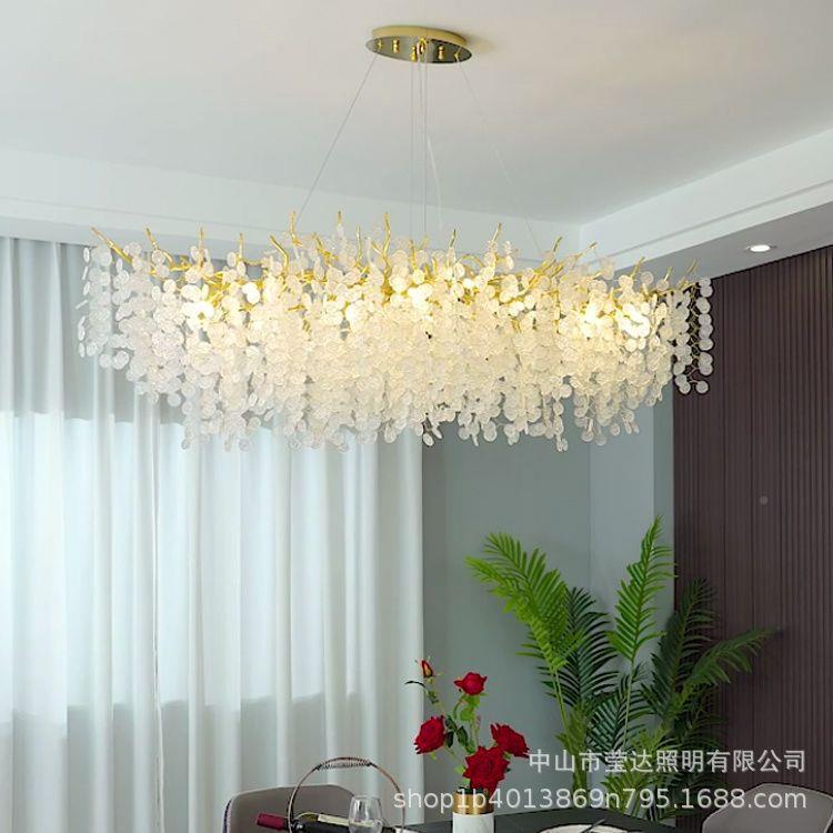 现代形奢枝吊灯别72墅卧室厅餐厅灯金钱轻树水晶片客灯大厅主灯