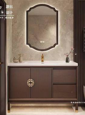 新款新式浴橡木室柜组F78H967J合落地瓷式中岩板陶一体盆卫生间洗