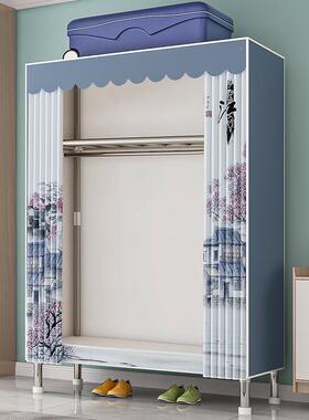 。挂衣架落地卧室间简易衣帽房结衣服收纳架架子出租房F776J587布