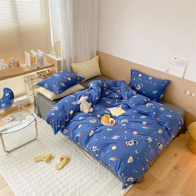 天A类纯棉针织竺棉柔宇针织-小软亲肤宙太空单耐脏儿童被套床床笠