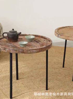 老榆木茶店几小户型边几原XTH木茶桌宿酒喝茶桌干泡子茶台矮民桌