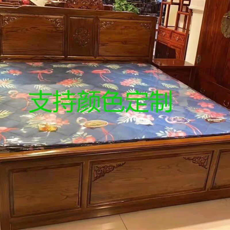 榆木床实木中式家具双人雕花龙床实木板床明清仿古X简约单双人床