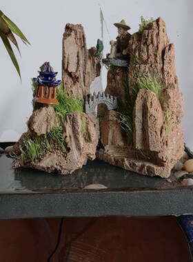 陶瓷鱼缸a流水摆件循环过滤养鱼配件大型石磨假山喷泉庭院水景造