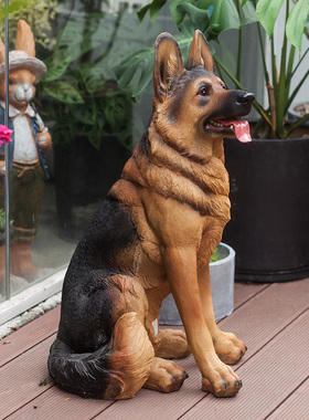 家点靓 动物雕塑工艺品大号狼狗摆件家居客厅庭院装Y饰品落地摆设