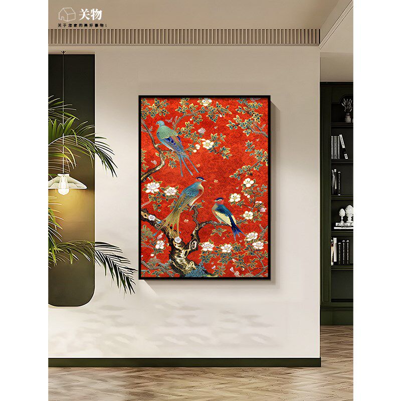 【喜上枝头】中式花鸟客厅装饰画好寓意新M中式玄关沙发挂画小众