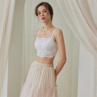 白色蕾丝抹胸式内衣女夏吊带防走光裹胸小胸聚拢美背心文胸8627