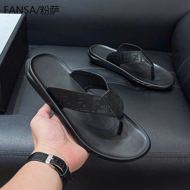 人字拖鞋男夏季2025新款真皮可外穿防滑防臭沙滩夹脚凉拖鞋男潮流