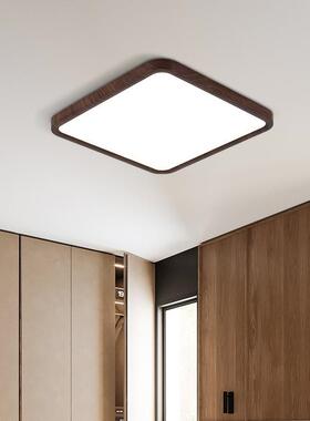 中风客厅吸顶灯卧室主灯木中式黑胡桃色新超薄无缝隙RNQ中古山灯