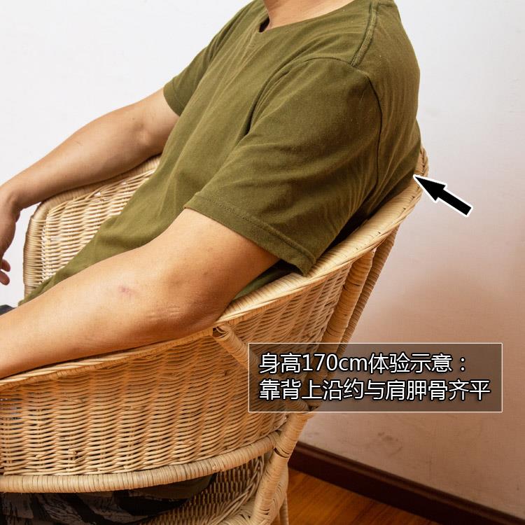 汉藤中纯手老工天然真藤编织单人椅背书房休F965SMT5闲椅圆形靠椅