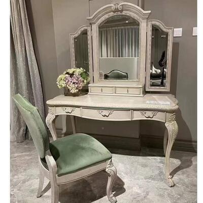 美式轻11572实木梳妆台组合记现代简约椅子法后式复古复奢兴印卧