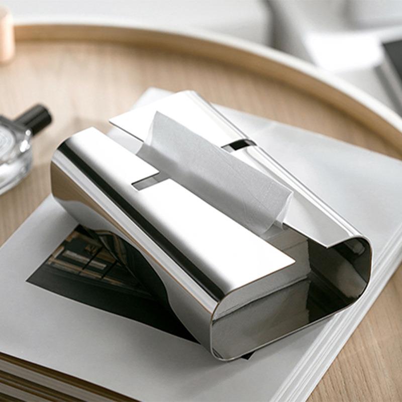现代轻茶奢不锈钢家用收几纸巾纳盒创GJI意不锈钢抽纸盒摆件软饰