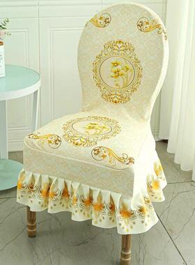 餐加厚防污欧式椅子套弧罩通用桌坐垫圆形靠背家美式形pxx10038板