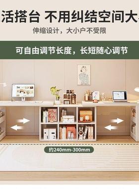 双人桌家用学生电脑办公桌女卧室梳妆台转生角书桌书架一体IXH桌