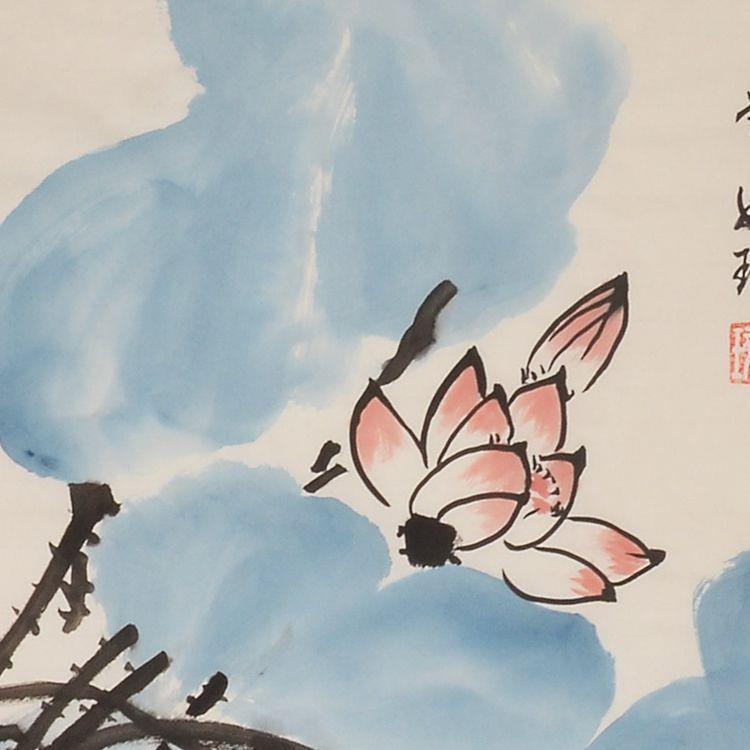 崔如琢纯YBA装饰画国画水墨厅绘画荷花画玄关画手客画壁画山水画