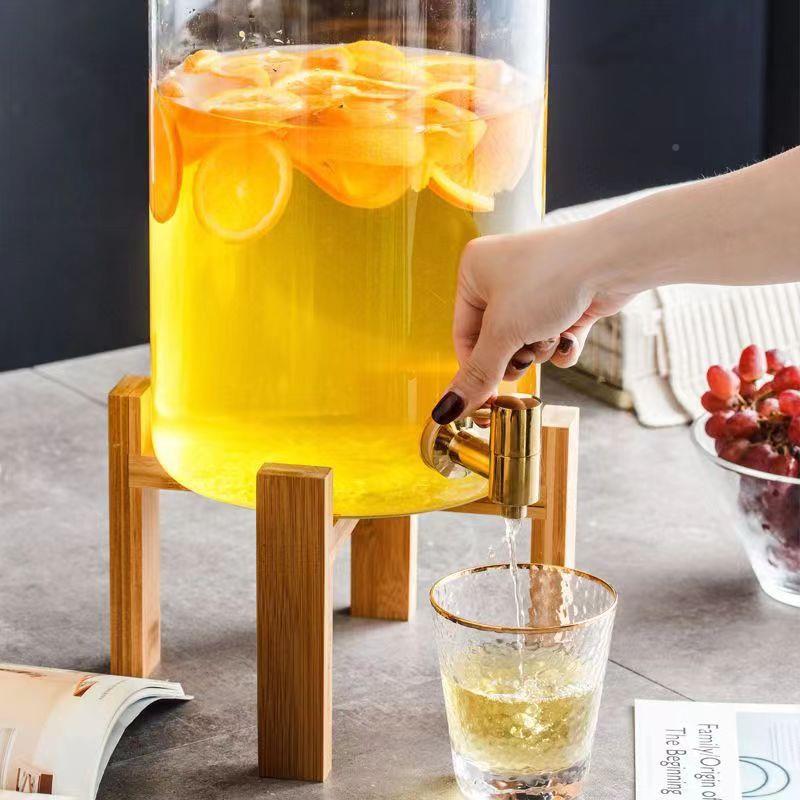 现货家用玻璃冷水带龙头酒RAM壶柠檬茶水壶餐厅自助饮料果汁店水