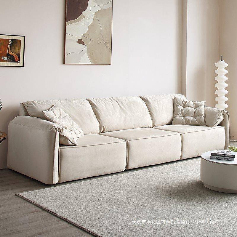 025款电2动沙发床客厅新简约耳朵皮QLT布沙发缩大小户型伸多用功