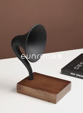 新中式复古创电视柜喇工叭意摆件样板房间家居厅展示架装饰YN-BJ1