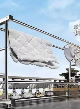 高FNK颜值挂衣架落地卧室阳收纳架简易阳台双移杆台可晾衣服架动