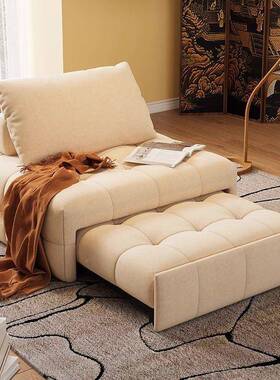 日式奶风泡HFD布艺沙发芙小户型客厅两油用皮复古风单艺人伸缩沙