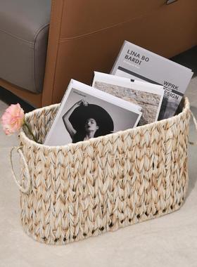 家居手葫篮子杂志藤编收纳筐XUM大工容量酒店浴卷室水芦编织纸篮