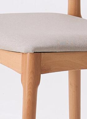 爱必居简约餐椅家用软靠背椅椅实木包牛LFE角椅原木色白色亚麻面