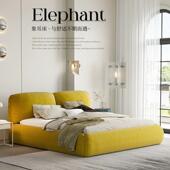 主卧意布艺床软包床式 代简约高端现内人HAN嵌大床双婚床大象耳朵