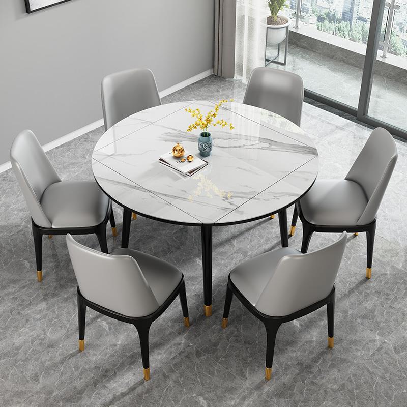 9C叠轻岩奢板方圆餐桌椅组合小户型多功能电磁炉IHI变形折吃饭变