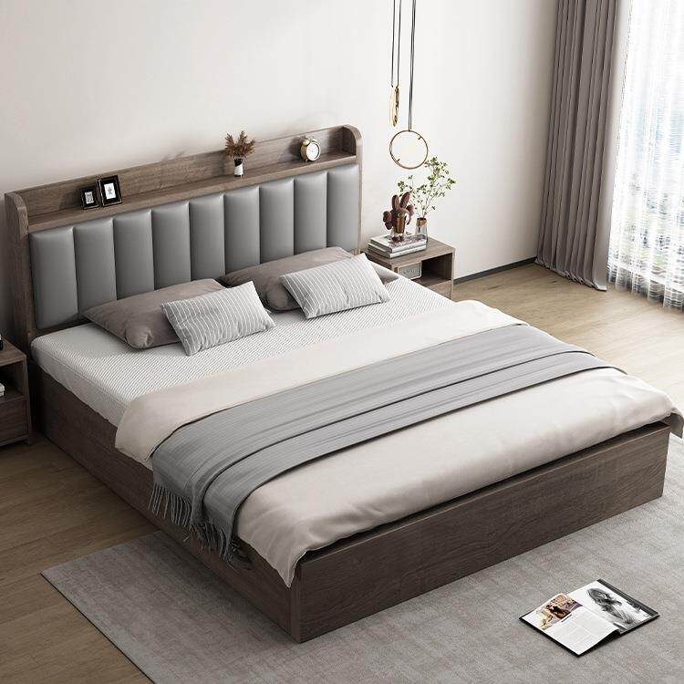 实木简约现代加厚床1米8双床人主卧1米5的出人租房家无品牌/用1米