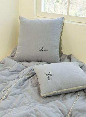 新室款纯用WTQ色全棉抱枕被轻奢时尚办公午能睡被多功车靠垫被二