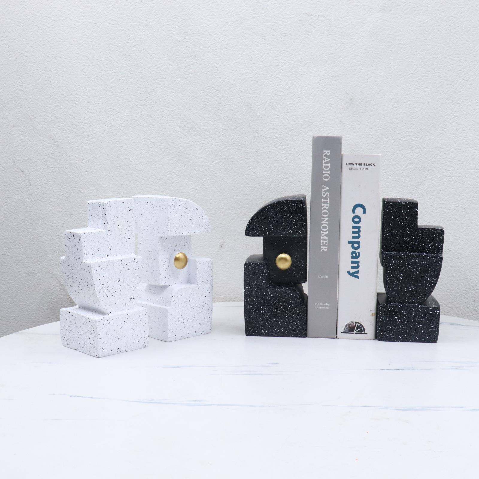 现代极简样板间客品厅书房酒柜博古架树脂书书档挡书靠约立装饰摆