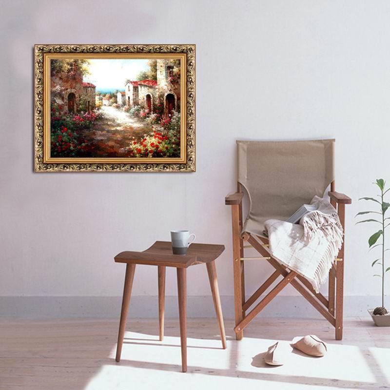 牌欧式HEK客厅沙发景中古典地海油画玄关装饰画山水风景背壁绿挂