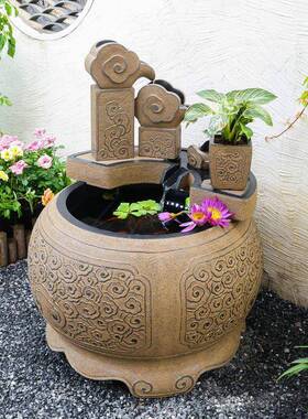 院鱼池式流水摆件中DJE户外循环水喷新泉假山水庭景鱼缸造景布置