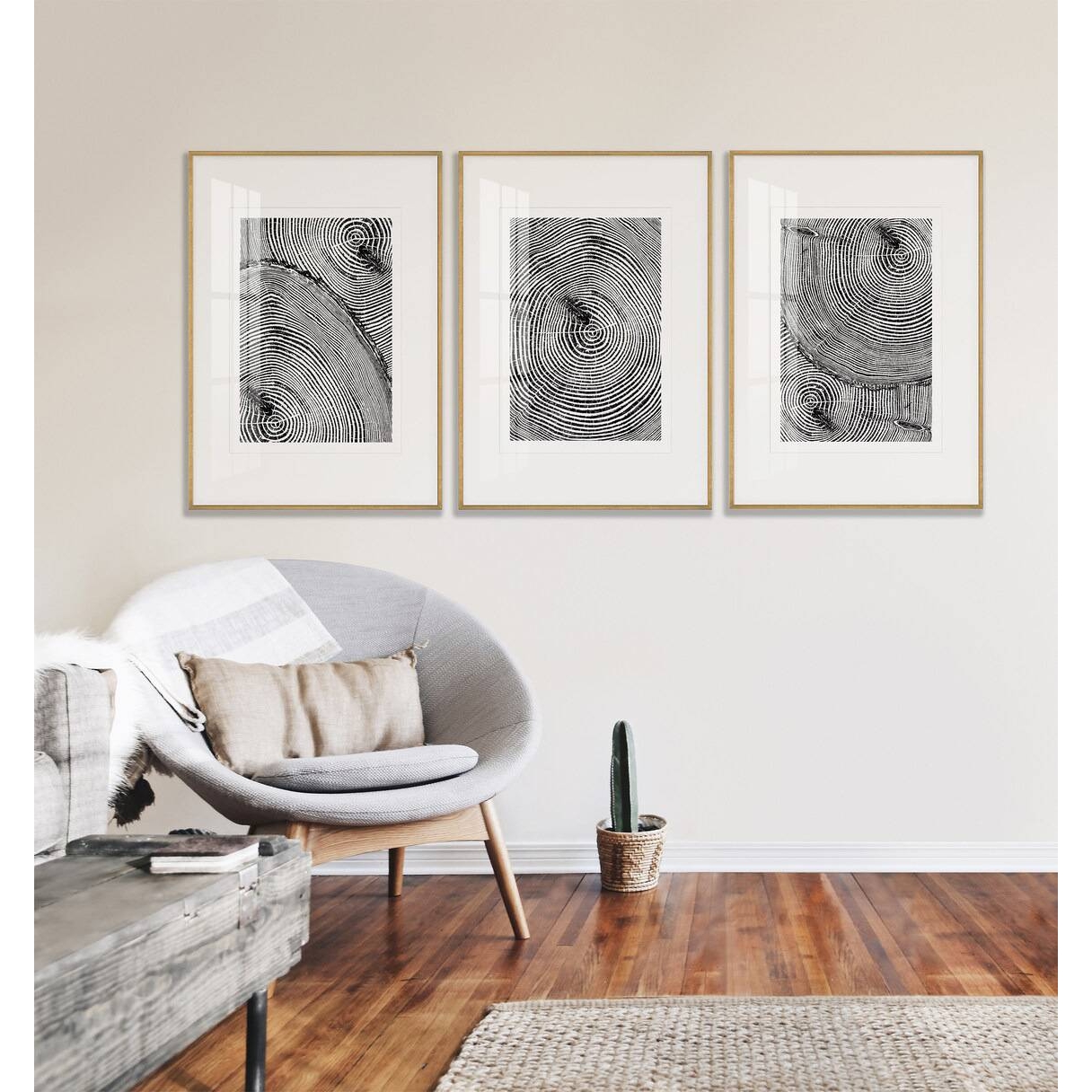 年轮 简约风格玄关装饰画黑白级简挂画现代客厅沙发背景装饰壁画