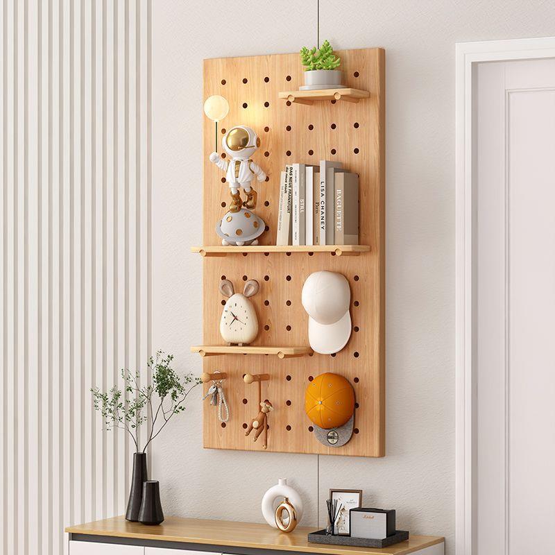 物ojbk5876实木洞洞书板家用墙上置架挂板装饰板置物隔架收纳架墙