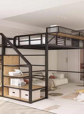 铁NEK艺高架床床单上层上床下空省空家楼用二楼悬空阁床上铺高低