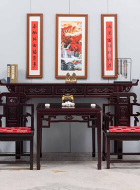 酸枝木中堂六件套组合农村八佛仙桌清明DD101670供桌中式实木翘头
