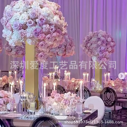 婚庆道具不锈钢路引花架婚礼堂装饰花器花器酒店中心主桌摆件金属